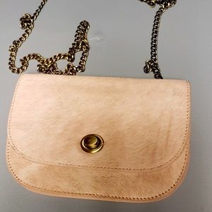 Anthropologie Pink Crossbody Bag with Gold Chain